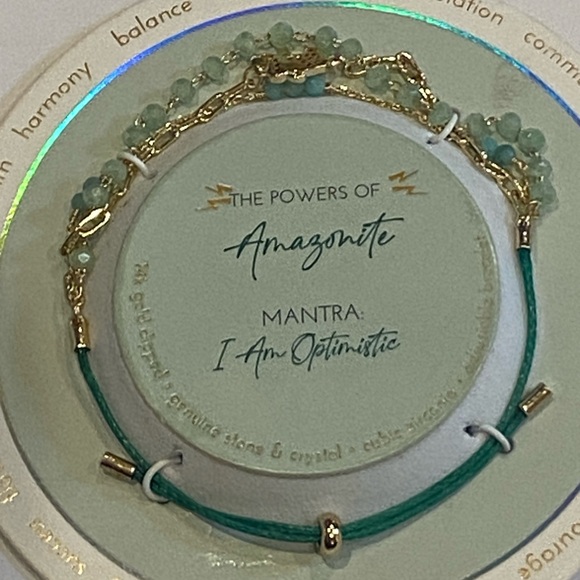 The Powers of Amazonite Positive Energy RDIF Bracelet Wristband OSFM NWT - Picture 2 of 4